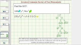 Ex Determine the GCF of Two Monomials Two Variables [upl. by Nnyla513]