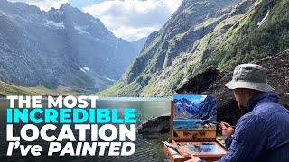 Painting Outdoors in Oils  NEW ZEALAND MOUNTAIN LAKE En Plein Air [upl. by Mccahill]