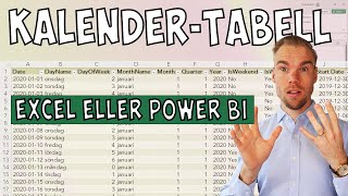 Excel  Den PERFEKTA kalendertabellen i Excel eller Power BI [upl. by Ylicic]