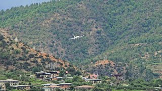 The Most Dramatic Approach and Landing into Paro Airport Bhutan Airlines Airbus319 landing runway33 [upl. by Notslar516]