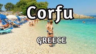 Kassiopi Corfu Greece  The most beautiful beach in Corfu  Bataria beach walk 4k [upl. by Iaverne]