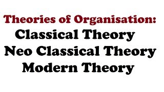 01 What is theory of organisation  Classical theory  Neo classical theory  Modern Theory [upl. by Sidnee]