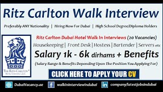 Ritz Carlton Careers Open Day Walk in Interview 20 Vacancies [upl. by Aldrich]