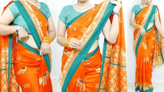 Silk saree draping for karwa chauth  Saree draping tutorial step by step  Saree draping perfectly [upl. by Ninnetta971]