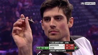 Alastair Cook v James Anderson  World Darts Championship Alexandra Palace [upl. by Serilda166]