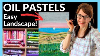 How To Use Oil Pastels EASY Beginner Landscape [upl. by Latsyc]