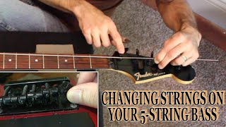 Changing Strings on a 5String Fender Bass [upl. by Akialam948]