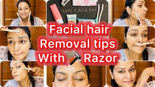 Unwanted facial hair removal at home in easiest way  skin shaving routine  Rupali Jaiswal [upl. by Strohbehn490]