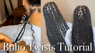 How To Do Boho Island Twists  How To Add Curls  What Braiding Hair To Use [upl. by Evilc280]