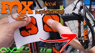 How To Replace Fox Fork Suspension Decals  Fox 38 Suspension Fork [upl. by Ataga]