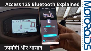 Suzuki Access 125 Bluetooth Instrument Console Explained  Android Only  Motoroids [upl. by Anelaj]