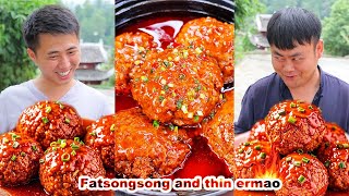 Even the spicy beef rolls couldnt make Ermao feel spicy🔥  songsong and ermao  mukbang [upl. by Boaten]