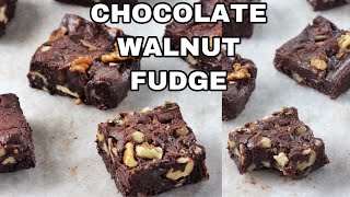 Eggless Chocolate walnut fudge  No bake recipe  Just 4 major ingredients  Quick and easy [upl. by Adamski872]