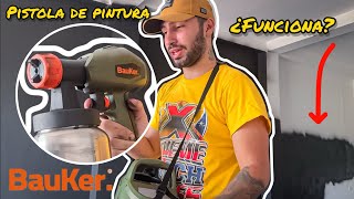 ❌ PISTOLA de aire para PINTAR marca BAUKER 650W 🔥 ¿cómo funciona pintar una pared con AIRLESS 2024 [upl. by Anatola]