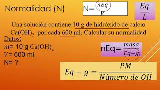 Cómo hallar la NORMALIDAD en Química [upl. by Horvitz]