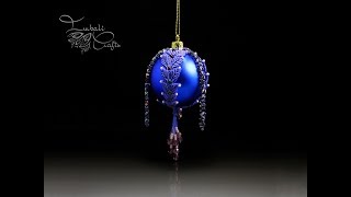 Blue seedbead amp macrame Christmas bauble [upl. by Akimed]