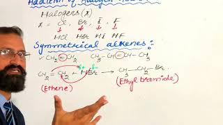 Addition of Halogen Acids or Acid Halides Markovnikoves Rule symmetrical amp unsymmetrical [upl. by Consolata]