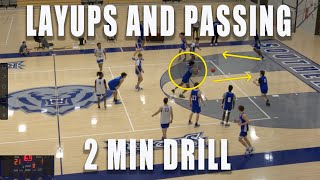 Basketball Drill for Passing and Layups  2 Min Drill [upl. by Anissa]