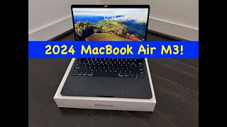 2024 MacBook Air M3 13 inch unboxing review 8gb RAM 256gb SSD  Does it compare to the M1 MacBook [upl. by Nylyaj]