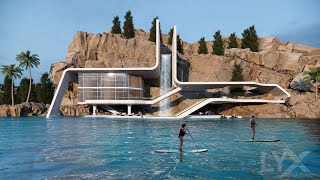 Diving Cliff House with Artificial Waterfall in Calabria Italy Concept Design by LYX arkitekter [upl. by Orling683]