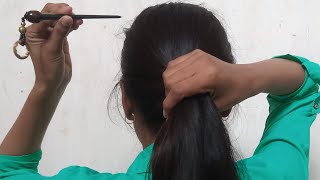 Beautiful New Bun Juda Hairstyle for Long Hair GirlsWedding Guest HairstyleHairstyle by Self [upl. by Guenevere]