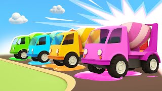 Helper cars cartoons Car cartoon for kids Learn colors Cement mixer tow trucks amp kids vehicles [upl. by Powe]