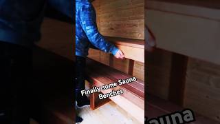 Finally Installing Sauna benches diysauna saunalife sauna [upl. by Boonie]