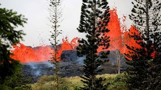 Lava from Kilauea volcano explodes in Hawaii [upl. by Adnawaj]