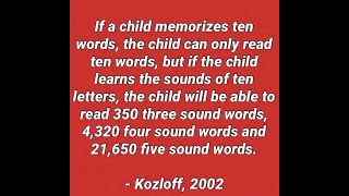 Kozloff 2002 if a child learns the sounds of ten letters the child will be able to read [upl. by Lamoureux]