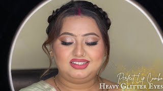 Amazing lips  Heavy Glitter Eyes  Best makeup  heavy base makeup  Karwachauth special ♥️ [upl. by Eikcor]