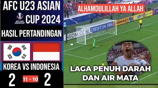 KOREA REMUK  HASIL AKHIR INDONESIA U23 VS KOREA U23 PEREMPAT FINAL PIALA ASIA U23 [upl. by Maegan]