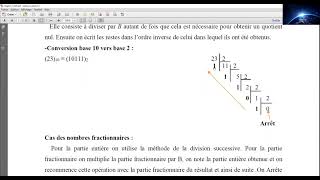 Chapitre1 Systèmes de Numération et Codage de linformation [upl. by Scarlet]