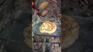 Fresh warm bread with honey butter the best thing ever 🤤 Outdoorboys yt camping fyp adventure [upl. by Nnasor]