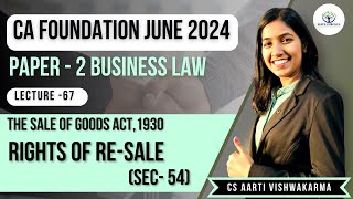 Lecture  67 Rights of Resale Sec  54  CA Foundation Law  CS Aarti Vishwakarma [upl. by Cyrille735]