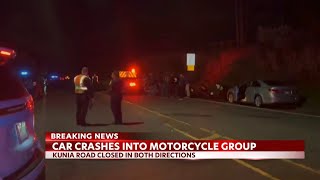 Seven injured after car crashes into group of motorcycle riders on Kunia Road in Wahiawa [upl. by Aicyle]