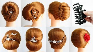 7 Cute And Easy Hairstyles With Only 1 Clutcher  Updo Bun Hairstyles With Braid [upl. by Fagaly]