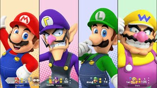 Super Mario Party Jamboree  Mario vs Luigi vs Waluigi vs Wario  Roll em Raceway [upl. by Klingel440]