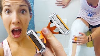 Shaving My Legs With 12 Razor Blades [upl. by Ateuqal]