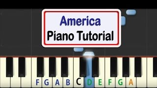 Easy Piano Tutorial for America with free PDF piano sheet music [upl. by Nicholle]