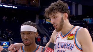 Chet Holmgren amp SGA React to Chets BuzzerBeater OKC Comeback vs Warriors [upl. by Katlin806]