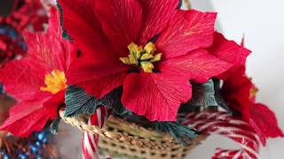 Paper Poinsettia Flower DIY  Tutorial  Пуансеттия из бумаги  Цветок Рождественская звезда [upl. by Trude]