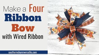 How to Make a 4 Ribbon MultiRibbon Bow With Wired Ribbon for Wreath or Decor shorts [upl. by Enicar]