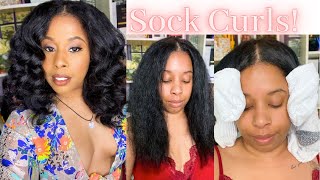 Heatless Sock CurlsNatural Hair [upl. by Inanak754]