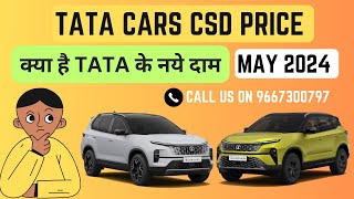 TATA CARS CSD PRICE LIST MAY 2024 NEW AND UPDATED  NEXON SAFARI [upl. by Parthinia26]