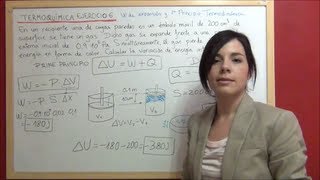 TERMOQUIMICA Ejercicio 6  Energía interna de un gas en expansión Primera Ley Termodinámica [upl. by Tarttan333]