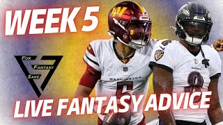 LIVE NFL Week 6 Fantasy Football Advice Rankings Viewer Questions amp NFL DFS Picks  FFSQC [upl. by Asihtal]