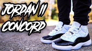 2018 JORDAN 11 CONCORD REVIEW AND ON FOOT IN 4K [upl. by Rafaello834]