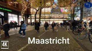 Maastricht  Netherlands  Christmas Light Night Walk 2021 4k 60fps Walking Tour [upl. by Ahseek]