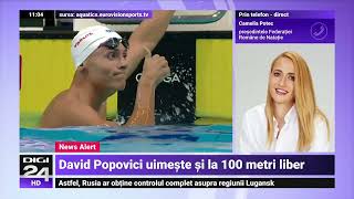 David Popovici sa calificat în semifinale la 100 de metri înot liber de la Campionatul Mondial [upl. by Sutherlan638]