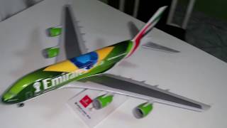 Unboxing A380800 Emirates World Cup Brasil 2014 scale 1200 [upl. by Anaitat]